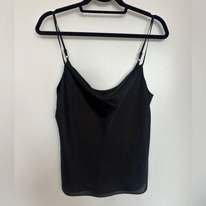 Oak + Fort - black silk cowl neck camisole